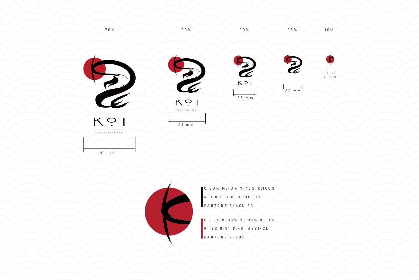 fish-restaurant-design-elegant-japanesse-black-red-white-branding-identity-business-card-food-plate-folder-envelope-glass-menu-logotype-presentation-process-contrast-color-size-specification
