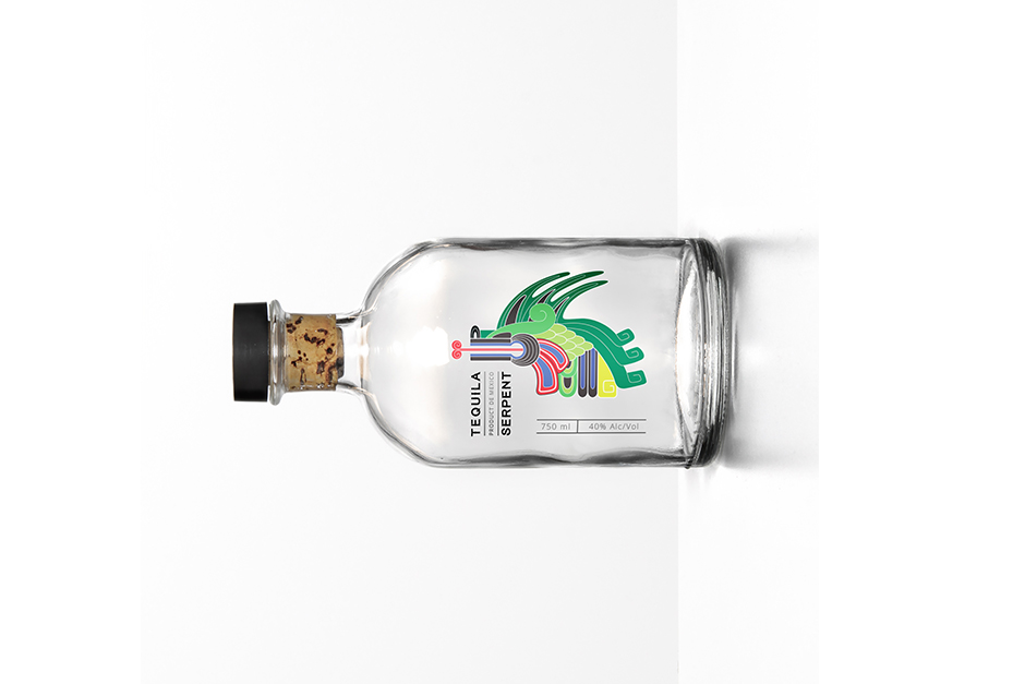 serpent-tequila-mexico-maya-aztec-clean-design-drink-alcohol-bottle-colorfull-snake-dragon-fire-lemon-logotype-presentation-branding-identity-graphic-design-