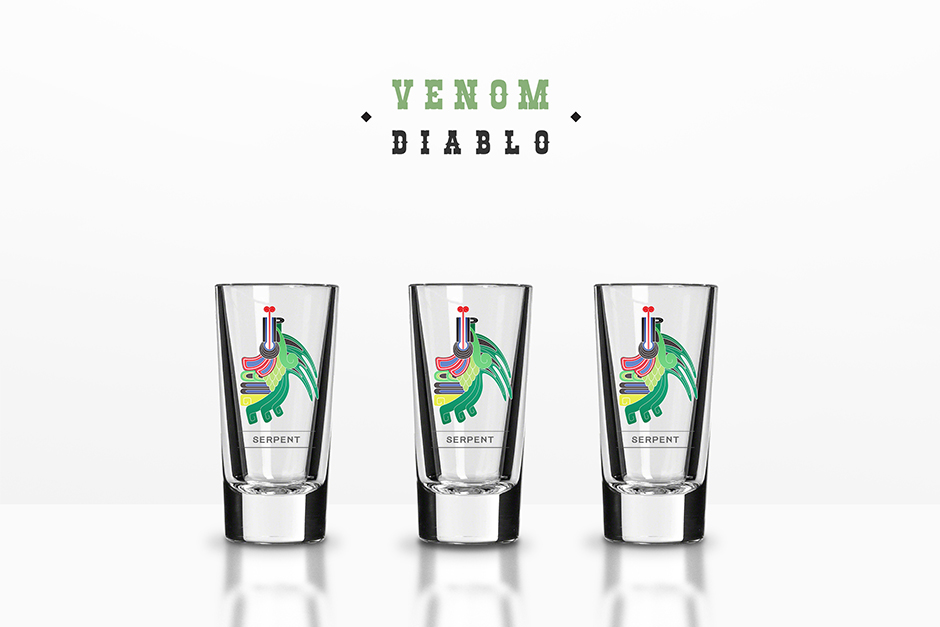 serpent-tequila-mexico-maya-aztec-clean-design-drink-alcohol-bottle-colorfull-snake-dragon-fire-lemon-logotype-presentation-branding-identity-graphic-design-glasses-venom-diablo